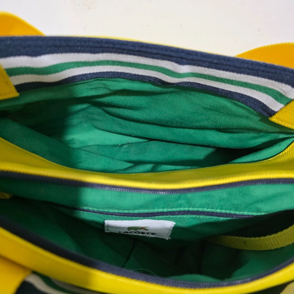 Lacoste Yellow Canvas Handbag Handle Satchel Logo - Picture 9 of 12